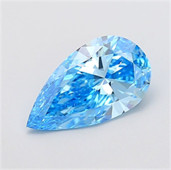 Picture of Lab Grown Diamond 2.51 Carats, Pear with  Cut, Fancy Vivid Blue Color, VS1 Clarity and Certified by IGI