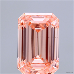 Picture of Lab Grown Diamond 5.05 Carats, Emerald with  Cut, Fancy Vivid Pink Color, VS2 Clarity and Certified by IGI