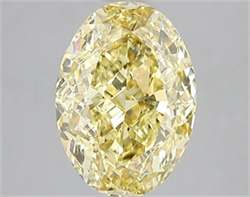 Picture of Lab Grown Diamond 3.03 Carats, Oval with  Cut, Fancy Vivid Yellow Color, VS2 Clarity and Certified by IGI