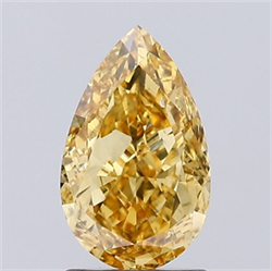 Picture of Lab Grown Diamond 2.00 Carats, Pear with  Cut, Fancy Intense Yellow Color, VS2 Clarity and Certified by IGI