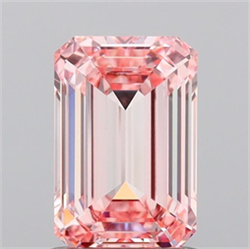 Picture of Lab Grown Diamond 1.41 Carats, Emerald with  Cut, Fancy Intense Pink Color, VVS2 Clarity and Certified by IGI