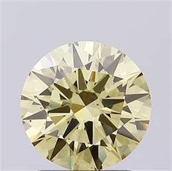Picture of Lab Grown Diamond 1.52 Carats, Round with Excellent Cut, Fancy Yellow Color, VS2 Clarity and Certified by IGI