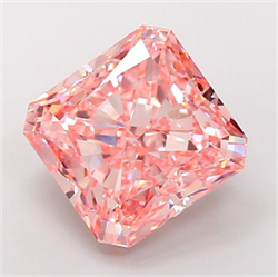 Picture of Lab Grown Diamond 8.61 Carats, SQUARE RADIANT with  Cut, Fancy Vivid Pink Color, VVS2 Clarity and Certified by IGI