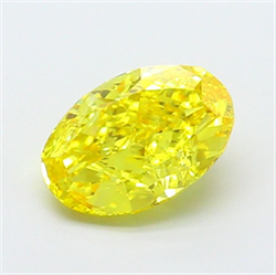 Picture of Lab Grown Diamond 1.76 Carats, Oval with  Cut, Fancy Vivid Yellow Color, VVS2 Clarity and Certified by IGI