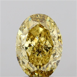 Picture of Lab Grown Diamond 2.19 Carats, Oval with  Cut, Fancy Intense Yellow Color, VS1 Clarity and Certified by IGI