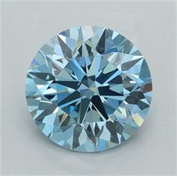Picture of Lab Grown Diamond 1.99 Carats, Round with Ideal Cut, Fancy Vivid Blue Color, VVS2 Clarity and Certified by IGI