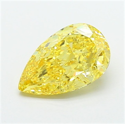 Picture of Lab Grown Diamond 4.02 Carats, Pear with  Cut, Fancy Vivid Yellow Color, VS2 Clarity and Certified by IGI