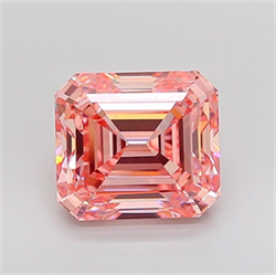 Picture of Lab Grown Diamond 5.07 Carats, Emerald with  Cut, Fancy Vivid Pink Color, VS1 Clarity and Certified by IGI