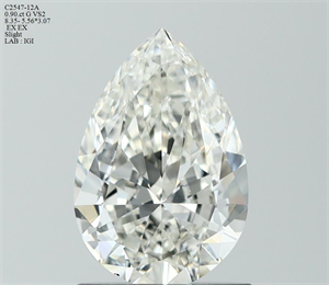 Picture of Natural Diamond 0.90 Carats, Pear with  Cut, G Color, VS2 Clarity and Certified by IGI