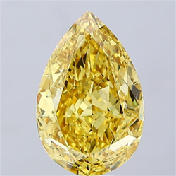 Picture of Lab Grown Diamond 13.02 Carats, Pear with  Cut, Fancy Intense Yellow Color, VS1 Clarity and Certified by IGI