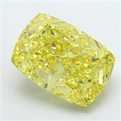 Picture of Lab Grown Diamond 7.07 Carats, CUSHION MODIFIED with  Cut, Fancy Vivid Yellow Color, VS2 Clarity and Certified by IGI