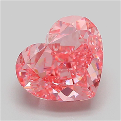 Picture of Lab Grown Diamond 4.01 Carats, Heart with  Cut, Fancy Vivid Pink Color, VVS2 Clarity and Certified by IGI