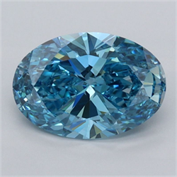Picture of Lab Grown Diamond 1.53 Carats, Oval with  Cut, Fancy Vivid Blue Color, VVS2 Clarity and Certified by IGI