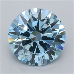 Picture of Lab Grown Diamond 2.01 Carats, Round with Ideal Cut, Fancy Vivid Blue Color, VS1 Clarity and Certified by IGI