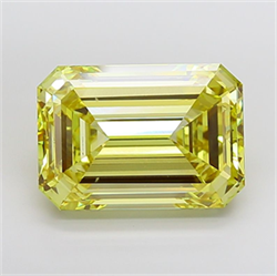 Picture of Lab Grown Diamond 14.49 Carats, Emerald with  Cut, Fancy Intense Yellow Color, VS2 Clarity and Certified by IGI