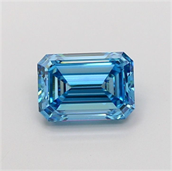 Picture of Lab Grown Diamond 1.76 Carats, Emerald with  Cut, Fancy Vivid Blue Color, VVS2 Clarity and Certified by IGI