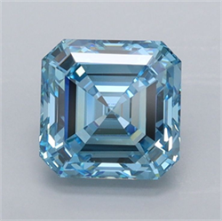 Picture of Lab Grown Diamond 1.54 Carats, Asscher with  Cut, Fancy Vivid Blue Color, VVS1 Clarity and Certified by IGI