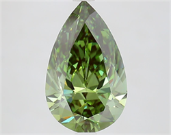 Picture of Lab Grown Diamond 3.02 Carats, Pear with  Cut, Fancy Vivid Green Color, VVS2 Clarity and Certified by IGI