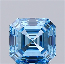 Picture of Lab Grown Diamond 1.73 Carats, Asscher with  Cut, Fancy Vivid Blue Color, VVS2 Clarity and Certified by IGI