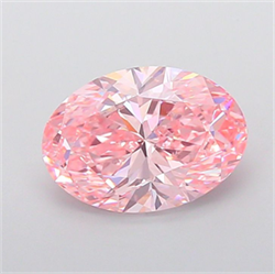 Picture of Lab Grown Diamond 4.04 Carats, Oval with  Cut, Fancy Vivid Pink Color, VS1 Clarity and Certified by IGI