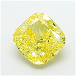 Picture of Lab Grown Diamond 5.06 Carats, CUSHION MODIFIED with  Cut, Fancy Vivid Yellow Color, VS1 Clarity and Certified by IGI