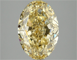 Picture of Lab Grown Diamond 4.06 Carats, Oval with  Cut, Fancy Intense Yellow Color, VS2 Clarity and Certified by IGI