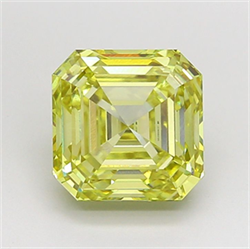 Picture of Lab Grown Diamond 3.01 Carats, Asscher with  Cut, Fancy Yellow Color, VS1 Clarity and Certified by IGI