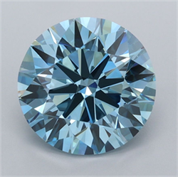 Picture of Lab Grown Diamond 2.99 Carats, Round with Ideal Cut, Fancy Vivid Blue Color, VVS2 Clarity and Certified by IGI