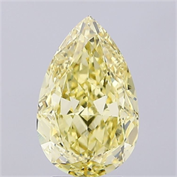 Picture of Lab Grown Diamond 4.06 Carats, Pear with  Cut, Fancy Intense Yellow Color, VVS2 Clarity and Certified by IGI