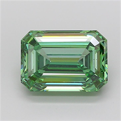 Picture of Lab Grown Diamond 4.79 Carats, Emerald with  Cut, Fancy Vivid Green Color, VS1 Clarity and Certified by IGI