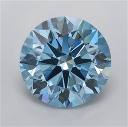 Picture of Lab Grown Diamond 2.02 Carats, Round with Ideal Cut, Fancy Vivid Blue Color, VVS2 Clarity and Certified by IGI