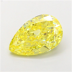 Picture of Lab Grown Diamond 3.51 Carats, Pear with  Cut, Fancy Vivid Yellow Color, VS1 Clarity and Certified by IGI
