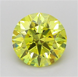 Picture of Lab Grown Diamond 1.51 Carats, Round with Excellent Cut, Fancy Vivid Yellow Color, VS2 Clarity and Certified by IGI