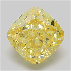 Picture of Lab Grown Diamond 5.52 Carats, CUSHION MODIFIED with  Cut, Fancy Vivid Yellow Color, VS1 Clarity and Certified by IGI
