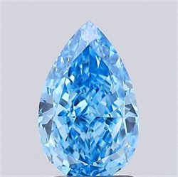 Picture of Lab Grown Diamond 1.35 Carats, Pear with  Cut, Fancy Vivid Blue Color, VVS2 Clarity and Certified by IGI