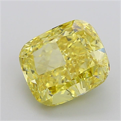 Picture of Lab Grown Diamond 6.53 Carats, CUSHION MODIFIED with  Cut, Fancy Intense Yellow Color, VS1 Clarity and Certified by IGI