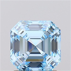 Picture of Lab Grown Diamond 1.52 Carats, Asscher with  Cut, Fancy Vivid Blue Color, VS1 Clarity and Certified by IGI