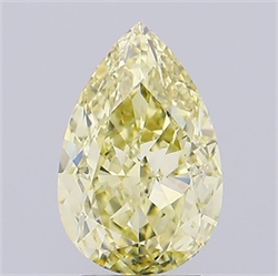 Picture of Lab Grown Diamond 3.03 Carats, Pear with  Cut, Fancy Intense Yellow Color, VVS2 Clarity and Certified by IGI