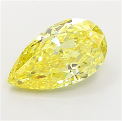 Picture of Lab Grown Diamond 2.57 Carats, Pear with  Cut, Fancy Intense Yellow Color, VVS2 Clarity and Certified by IGI