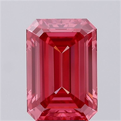 Picture of Lab Grown Diamond 4.06 Carats, Emerald with  Cut, Fancy Vivid Pink Color, VS2 Clarity and Certified by IGI