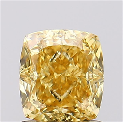 Picture of Lab Grown Diamond 1.29 Carats, CUSHION MODIFIED with  Cut, Fancy Intense Yellow Color, VS2 Clarity and Certified by IGI