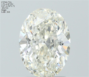 Picture of Natural Diamond 1.51 Carats, Oval with  Cut, H Color, VS1 Clarity and Certified by IGI