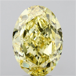 Picture of Lab Grown Diamond 5.06 Carats, Oval with  Cut, Fancy Yellow Color, VVS2 Clarity and Certified by IGI