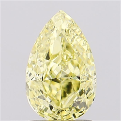 Picture of Lab Grown Diamond 1.50 Carats, Pear with  Cut, Fancy Intense Yellow Color, VS1 Clarity and Certified by IGI