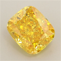 Picture of Lab Grown Diamond 1.33 Carats, Cushion with  Cut, Fancy Vivid Yellow Color, VS1 Clarity and Certified by IGI