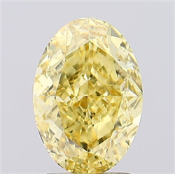 Picture of Lab Grown Diamond 2.35 Carats, Oval with  Cut, Fancy Intense Yellow Color, VS2 Clarity and Certified by IGI