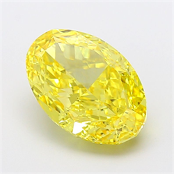 Picture of Lab Grown Diamond 6.04 Carats, Oval with  Cut, Fancy Vivid Yellow Color, VS1 Clarity and Certified by IGI