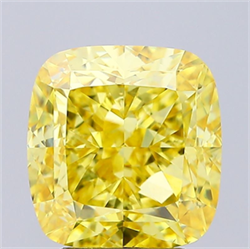 Picture of Lab Grown Diamond 4.72 Carats, CUSHION MODIFIED with  Cut, Fancy Vivid Yellow Color, VS1 Clarity and Certified by IGI