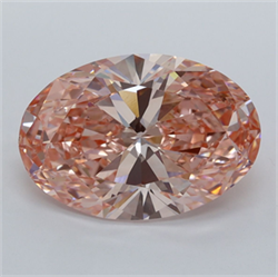 Picture of Lab Grown Diamond 5.03 Carats, Oval with  Cut, Fancy Vivid Pink Color, VVS2 Clarity and Certified by IGI