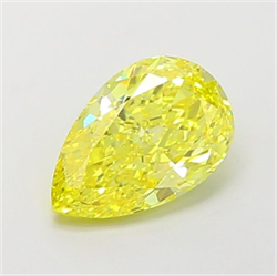 Picture of Lab Grown Diamond 1.24 Carats, Pear with  Cut, Fancy Vivid Yellow Color, VS1 Clarity and Certified by IGI